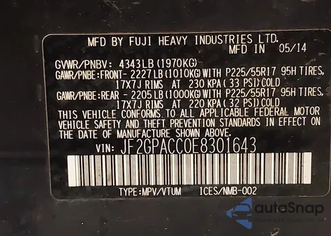 2014 Subaru Xv Crosstrek 2.0 Premium from USA, damaged, VIN JF2GPACC0E8301643